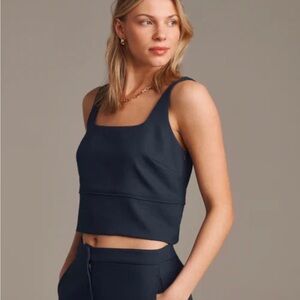 RHONE Navy Square-Neck Cropped Tank